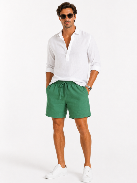 Palm Green Linen Shorts