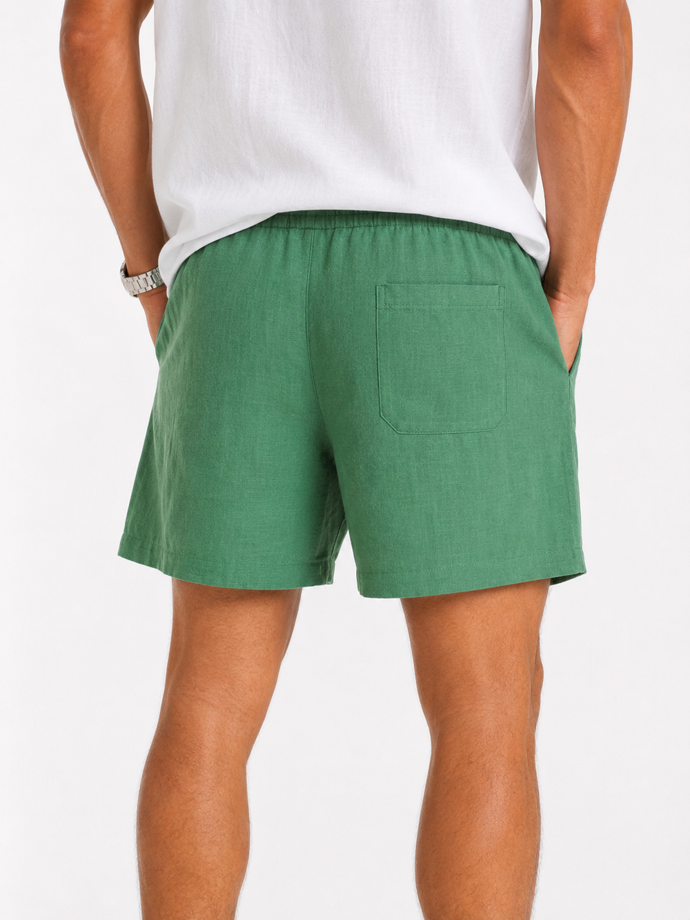 Palm Green Linen Shorts