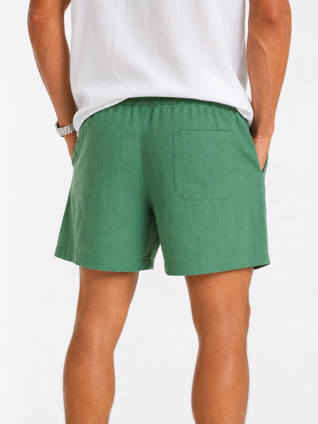 Palm Green Linen Shorts