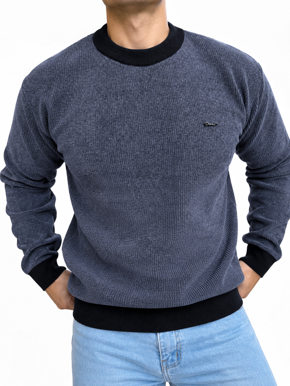Premium Velvet Knit Crewneck – Dark Grey