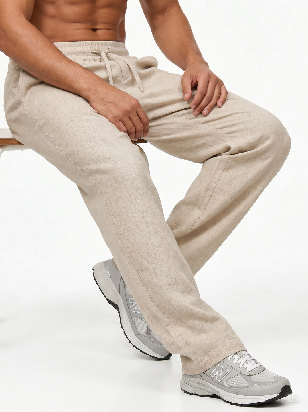ٍٍRelaxed Linen Trousers - Oatmeal